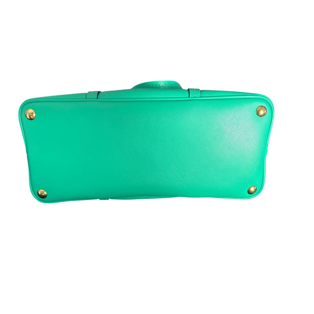 Coach F21907 Saffiano Leather Dome Satchel Turquoise Green Top Handle Handbag - Picture 15 of 16